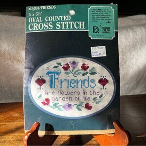 Vintage sealed Friends floral Cross Stitch Kit